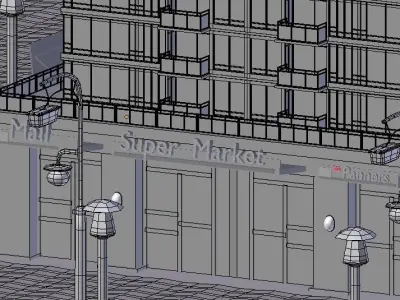 Flats tall building at dusk 3D model