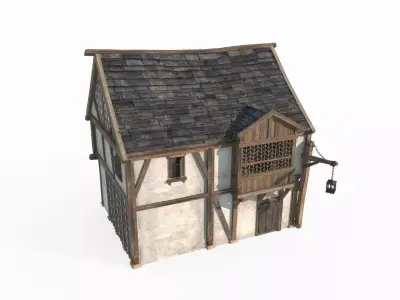 Medieval architectural houses 3D model