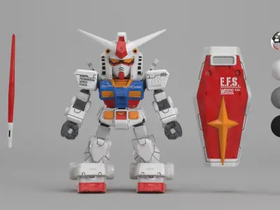 SD CROSS SILHOUETTE RX-78-2 - VFX 3D model