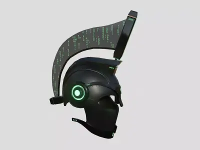 SciFi Spartan Helmet 04 Black Green - Character Design Low-poly 3D model