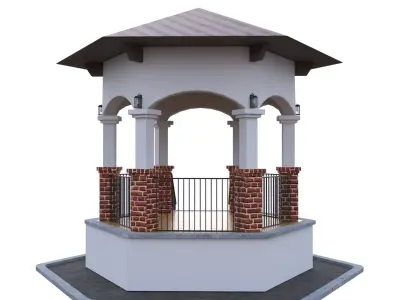 Classic Town Gazebo Pavilion   PBR 3D Model Blender Cycles 4K Low-poly 3D model