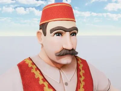 Stylized Character Bazar Dealer Rigged with Shape Keys Low-poly 3D model