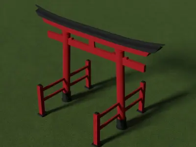 Shrine Torii Gates Low Poly Pack Free low-poly 3D model