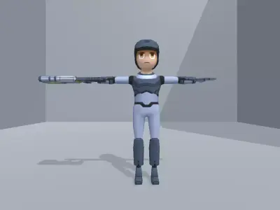Space soldier laser rifle Low-poly 3D model