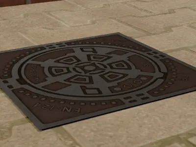  Sewer cap Low-poly 3D model