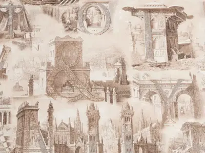 Vintage Architectural Alphabet Wallpaper  Texture