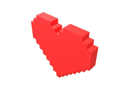 Pixel Heart v4 001 Low-poly 3D model