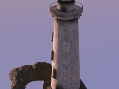 Lighthouse on island 3D model