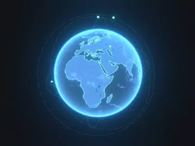 Animated Hologram Planet Earth Sci-Fi 3D Model Low-poly 3D model