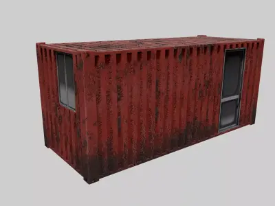 Old Red Container Office 3D model