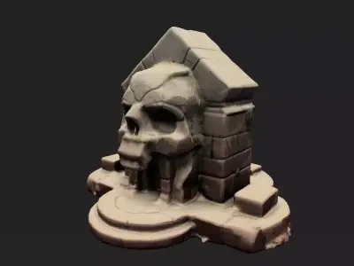 Stylized Skull Gate  Crypt Entrance  Game Ready 3D Model Low-poly 3D model