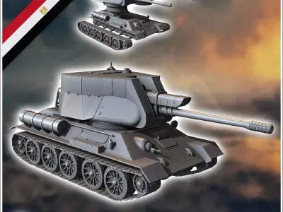 T122 SPG 122mm assault gun - Soviet army WW2 Second World East f 3D print model