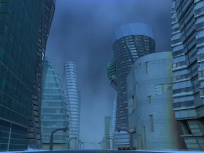 Futuristic Downtown Anchorage Alaska from 2040 Low-poly 3D model