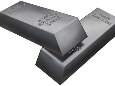 Silver Bar Low-poly 3D model