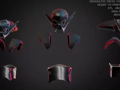 Star Wars Visions Am Armor and Helmet for Cosplay 3D print model 3D Model Pack