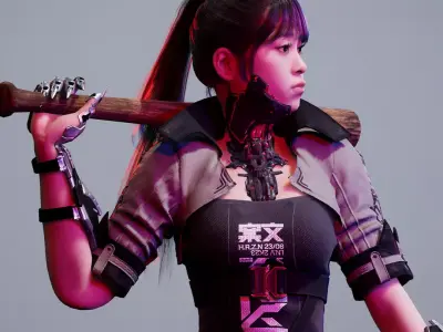 Scifi Hero Girl Low-poly 3D model