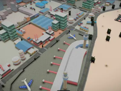 City Beach and Island Game Map Bundle Ready to use Low-poly 3D model