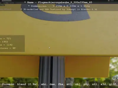 Flugmarkierungshaube mit Aluminiumpfosten 500x330mm 60 Low-poly 3D model