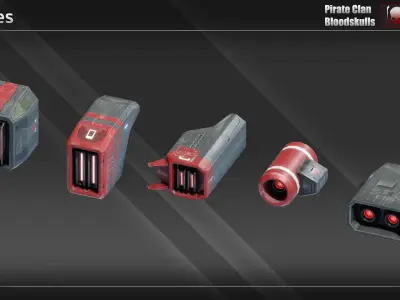 Modular Fighter Kit Pirate Clan Bloodskulls Low-poly 3D model