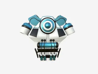 SciFi Backpack B04 White Blue - Fashion Character Design Low-poly 3D model