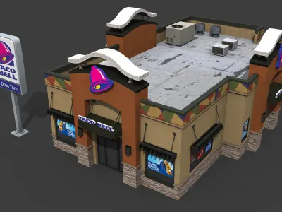 Taco Bell Restaurant Low-poly 3D model
