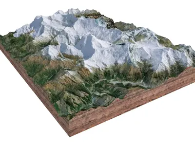 Dhaulagiri Mountain Range Nepal 3D model