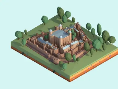 Cartoon Low Poly Tower Of London Low-poly 3D model