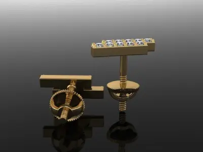 Double Diamond  Uneven Bar Earring 3D print model