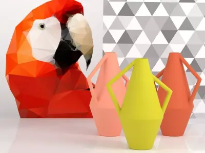 V three vases and vase 3D model