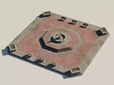 Town Square Plaza Low-poly 3D model