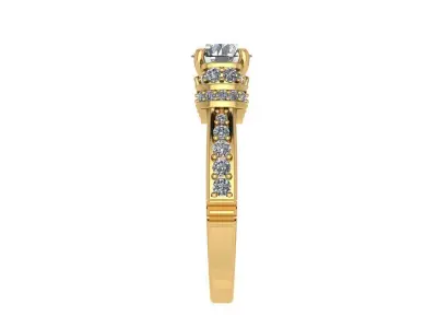 Ring231 gold engagement ring with diamonds 3D print model