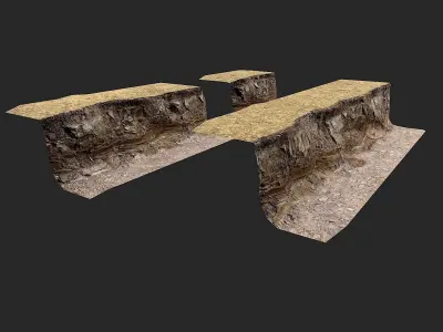 Modular Low Poly PBR Grassy Cliff Low-poly 3D model