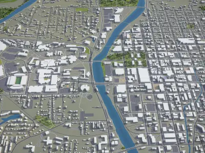 Iowa City - 3D City Model Low-poly 3D model