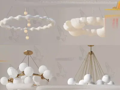 Modern chandelier combination 3D model download 3D model Low-poly 3D model