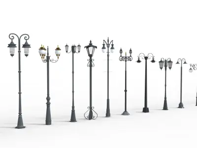 Garden Pole Light Collection 3d models 3D model