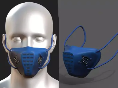 Gas mask respirator plastic blue protection  Low-poly 3D model