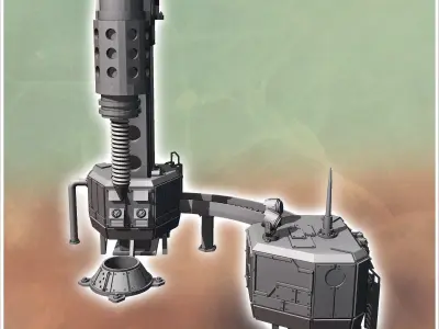 Set of futuristic giant drill with drilling hole and sorting ann 3D print model