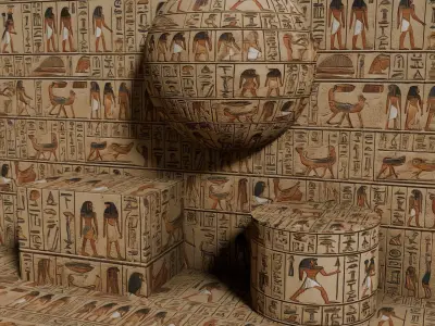 Ancient Egypt Hieroglyphs  - VOL 1 - 8 Seamless PBR Texture