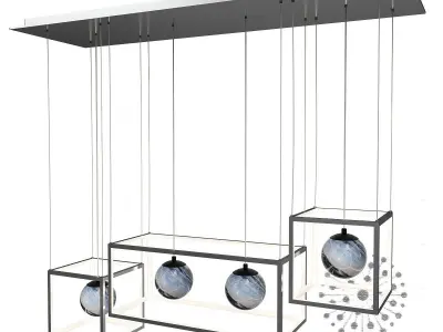 candela pendant light with three balls hanging from it 3D model