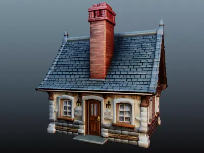 Mediaval stone house 3D model