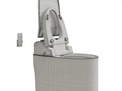 Modern Smart One Piece Floor Mounted Elongated Toilet and Bidet  3D model