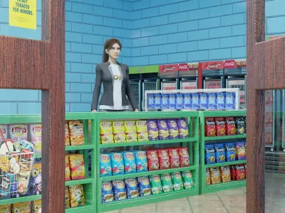 Convenience Store both Interior  and Exterior 3D model
