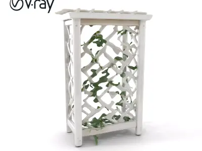 Wooden Planter Trellis with Vines Model Pack Low-poly 3D model