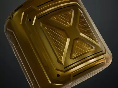 Golden Sci-Fi Metal Plate PBR Seamless Texture