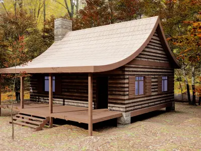 the little house in the woods Low-poly 3D model