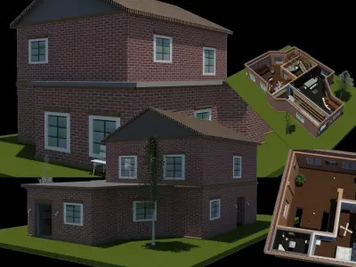 Model 16 Two Stories House Free 3D model