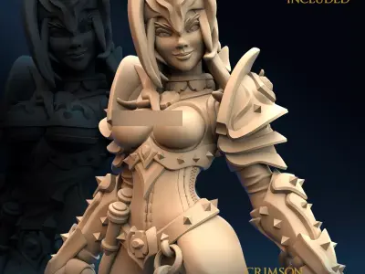 Armored Warrior Crimson Morning Star B Nude 3D print model