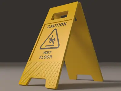 Wet Floor Sign Free low-poly 3D model