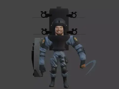 swat mutant police toilet 3D model