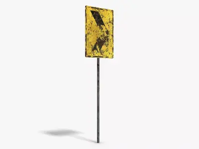 Damaged Sharp Corner Sign Low-poly 3D model